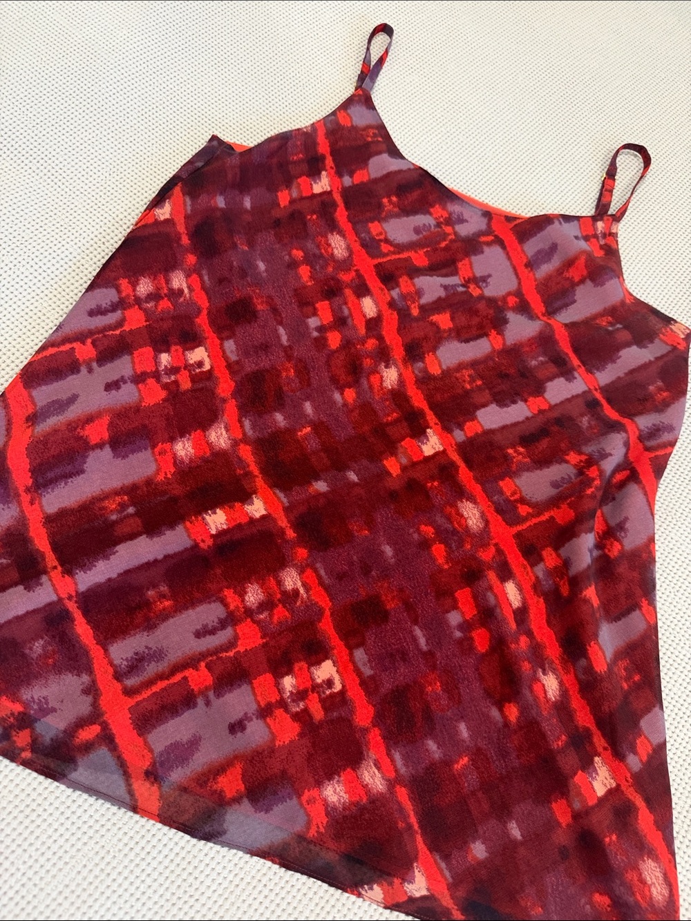 CAbi Red Satin Slip Cami with Purple Accent